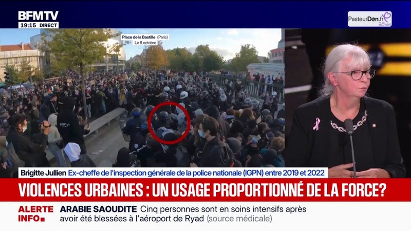 Coup de genou d'un policier au visage d'un jeune manifestant: "Ce geste, ce n'est pas un geste technique", explique Brigitte Jullien, ex-cheffe de l'IGPN entre 2019 et 2022