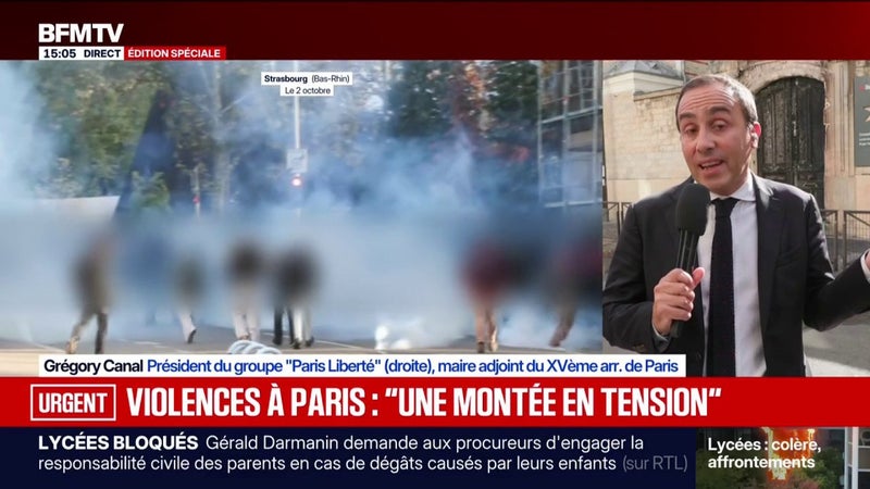 Colère lycéenne: "Les parents doivent assumer leurs responsabilités", assure le maire adjoint du XVe arrondissement de Paris