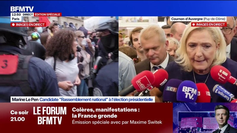 Colère lycéenne: “Nous n’avons plus l’argent pour payer à fonds perdus ceux qui s’amusent à dégrader”, estime Marine Le Pen, candidate RN à l’élection présidentielle