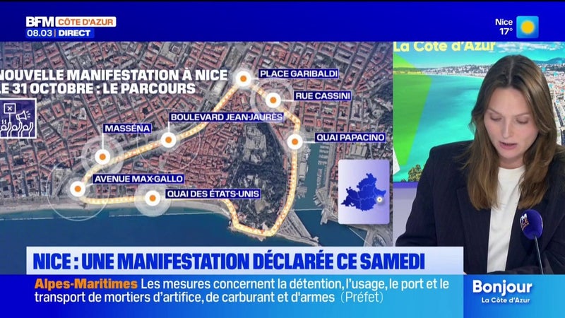 Nouvelle manifestation à Nice le 31 octobre, déclarée en préfecture : le parcours