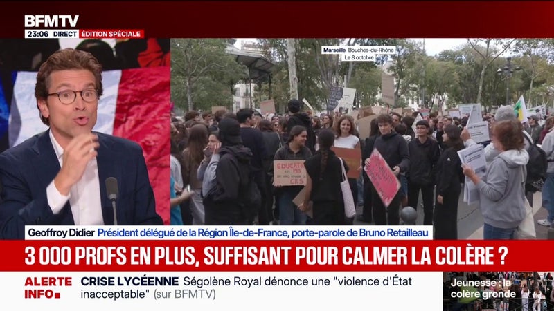 "Ils étaient où les 3.000 profs ? Ils sont nés cette nuit ? Donc c'est une question d'organisation pas de moyens", déclare Geoffroy Didier, porte-parole de Bruno Retailleau