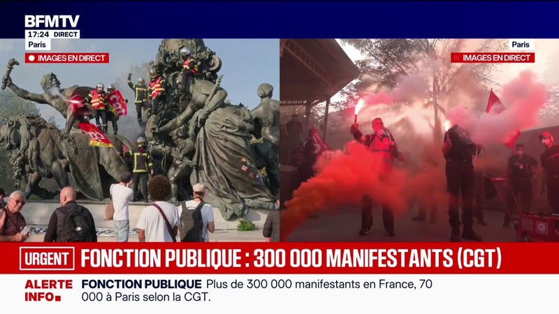 Grève de la fonction publique: la CGT revendique plus de 300.000 manifestants en France, 70.000 à Paris