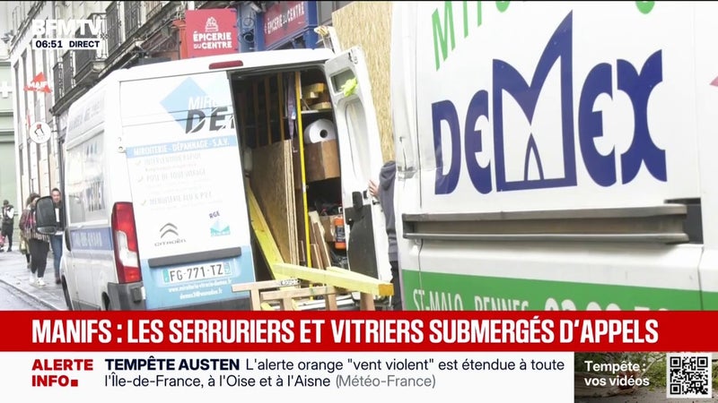 Les serruriers et vitriers submergés d'appels en prévision des manifestations: "Il y a du travail pour tout le monde"