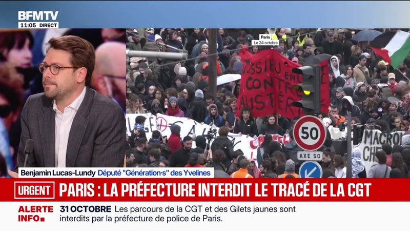 Parcours de la CGT interdit à Paris le 31 octobre: Benjamin Lucas-Lundy, député Génération.s, dénonce "une volonté de détourner des revendications en matière de pouvoir d'achat et de justice sociale"