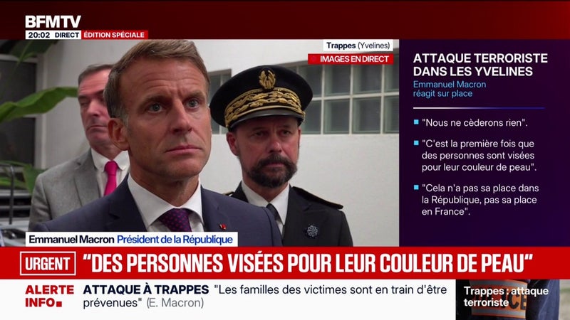 Tirs mortels à Trappes: "La clé, c'est de ne pas tout confondre et de ne pas tomber dans le piège d'un camp contre l'autre", prévient Emmanuel Macron
