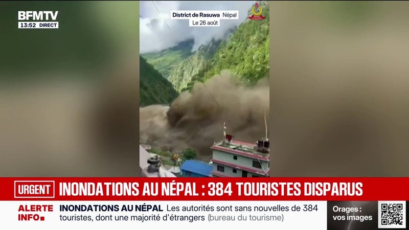 Népal: 384 touristes portés disparus après des inondations massives