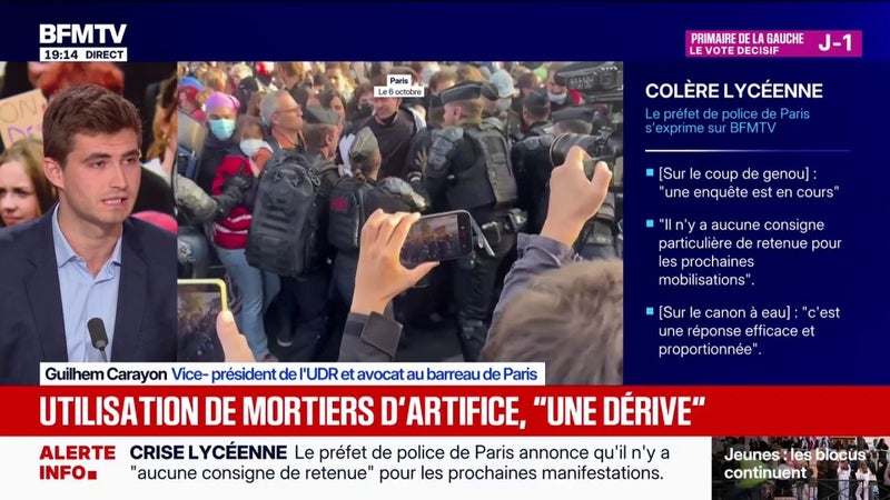 Mobilisation lycéenne : "Leurs revendications, qui sont légitimes, sont balayées par l'ultraviolence de l'extrême gauche", estime Guilhem Carayon, vice-président de l'UDR
