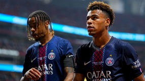 Bradley Barcola et Désiré Doué à la Coupe du monde des clubs avec le PSG, le 5 juillet 2025