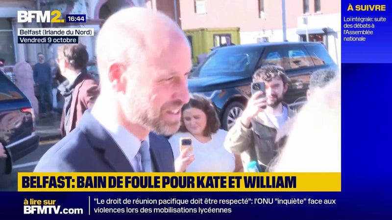"Bonjour Angela": le prince William se joint à un appel vidéo pendant un bain de foule à Belfast