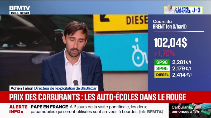 Crise des carburants: "Depuis début mars, on a plus de 220.000 Français qui se sont mis à covoiturer en tant que conducteurs", indique Adrien Tahon, directeur de l'exploitation de BlaBlaCar