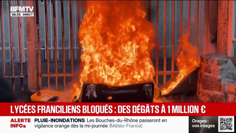 Lycées bloqués en Île-de-France: des dégâts estimés à 1 million d'euros