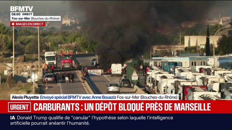 Un dépôt pétrolier bloqué par des pêcheurs à Fos-sur-Mer pour protester contre la hausse des prix du carburant