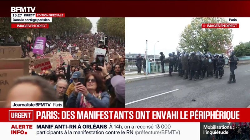 Manifestations du 24 octobre: quelques manifestants ont été évacués du périphérique parisien