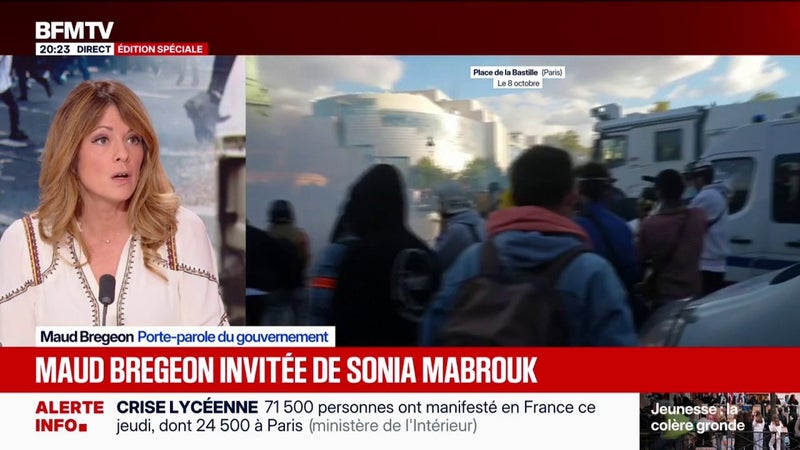 Violences en marge de la mobilisation lycéenne: "Notre priorité est le retour à l'ordre, au calme", explique Maud Bregeon, porte-parole du gouvernement