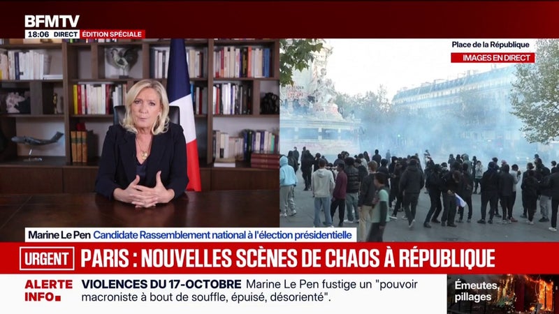 Journée du 17 octobre: "Notre pays est pris en étau, voire en otage, entre la violence et l'impuissance", déclare Marine Le Pen, candidate RN à l'élection présidentielle dans un message diffusé sur ses réseaux sociaux