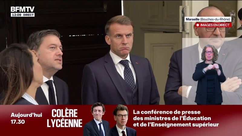 Emmanuel Macron reçu à la mairie de Marseille pour un déplacement sur le thème de la sécurité et de l’économie
