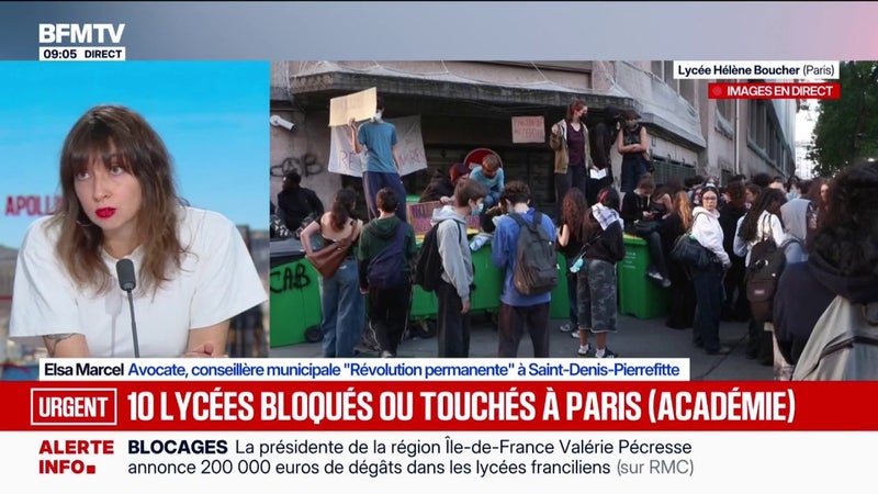 Blocage du lycée Paul-Éluard de Saint-Denis: Elsa Marcel, conseillère municipale "Révolution permanente", dénonce "une crise claire de moyens"