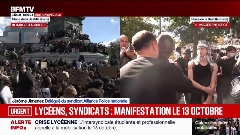 Mobilisation lycéenne: le maire de Saint-Denis, Bally Bagayoko, présent en soutien aux manifestants