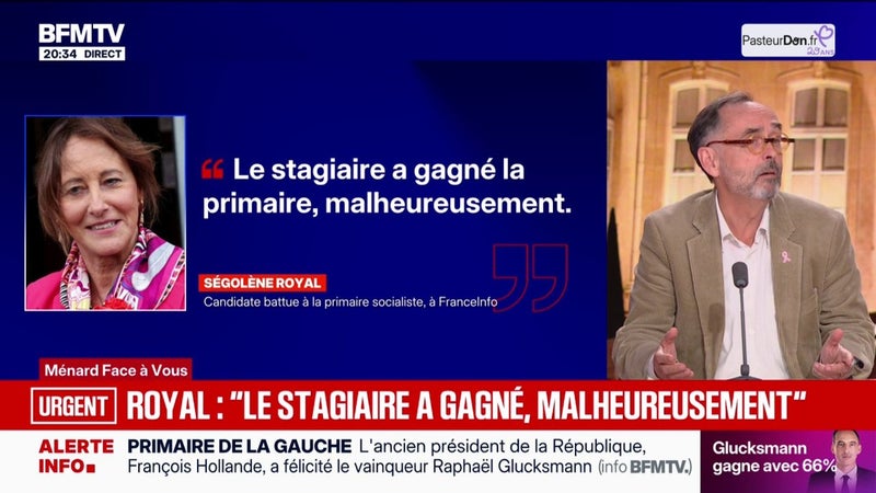 Victoire de Raphaël Glucksmann à la primaire sociale-démocrate: "Le stagiaire a gagné la primaire, malheureusement", a réagit Ségolène Royal, candidate battue, à Franceinfo