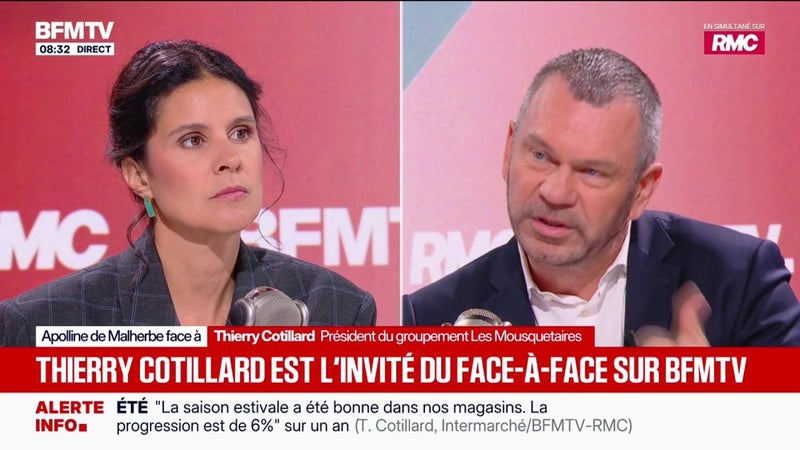 "Le message à passer c'est soyez solidaires de l'agriculture française'", déclare Thierry Cotillard, président du groupement Les Mousquetaires