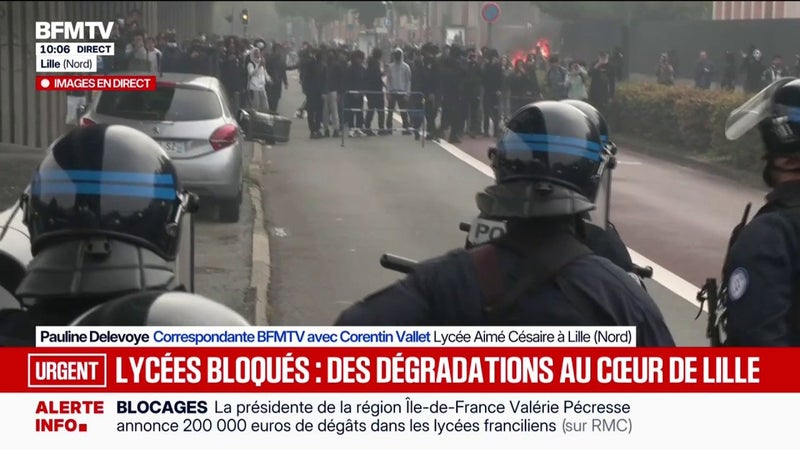 Blocage des lycées: des manifestants repoussés par la police à Lille