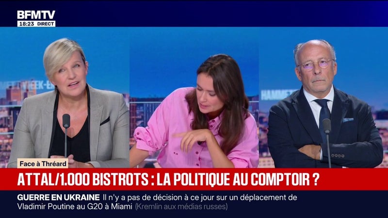 "Le principe c'est de se réunir autour de la table", défend Céline Géraud, porte-parole de la campagne de Gabriel Attal au sujet de l'opération "1.000" bistrots