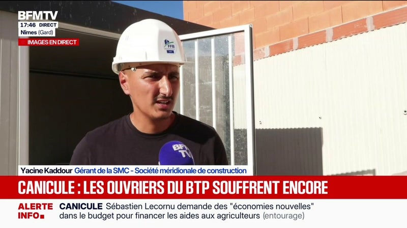 Les ouvriers du BTP souffrent dans le Gard. Le département sera placé en vigilance orange canicule à partir de vendredi midi