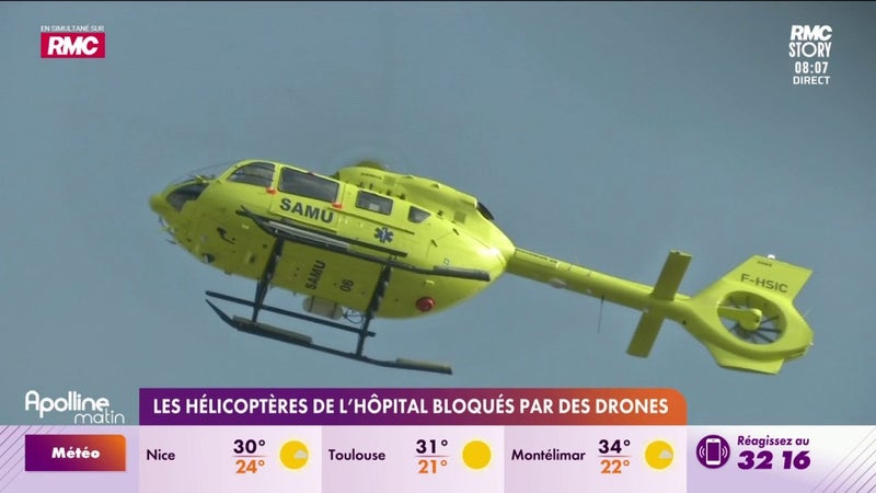 Les hélicoptères de l'hôpital bloqués par des drones