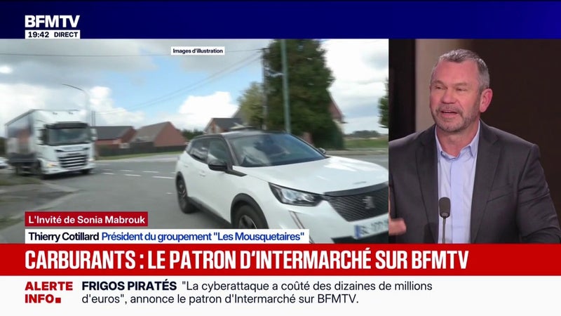 "C'est un moyen de déstabilisation politique": Thierry Cottillard, président du groupement Les Mousquetaires, évoque "3 à 4 cyberattaques par jour"