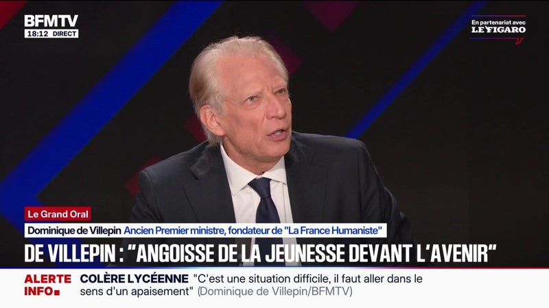 Mobilisation lycéenne: "Il y a un problème de maintien de l'ordre dans notre pays", estime Dominique de Villepin, ancien Premier ministre