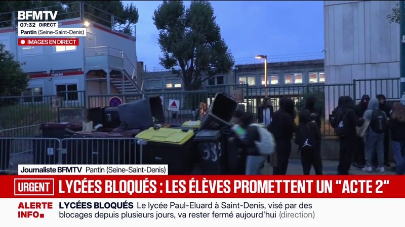 Un blocus mis en place devant un lycée de Pantin