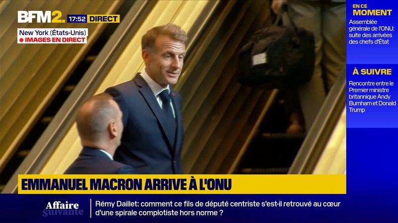 L'arrivée d'Emmanuel Macron à l'Assemblée générale de l'ONU