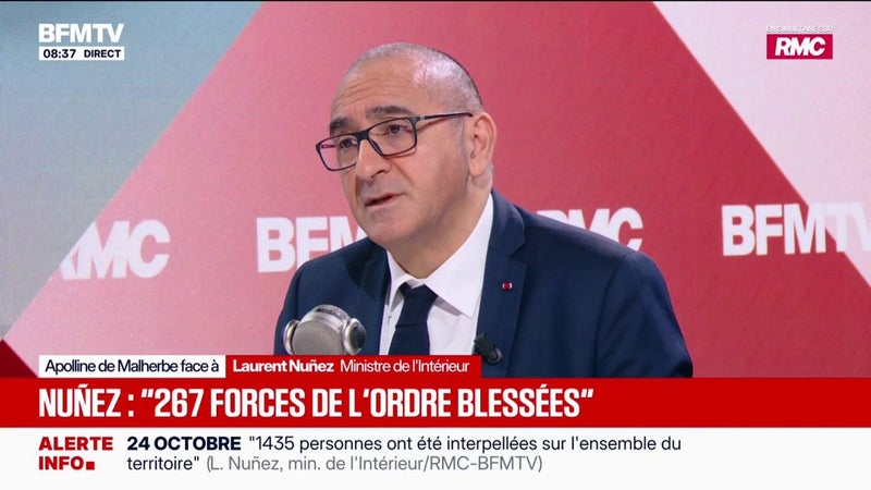 24 octobre: Laurent Nuñez assure "qu'à aucun moment" la police n'a "protégé" des groupes d'ultradroite