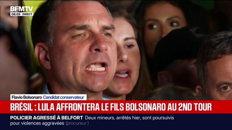 Brésil: le sénateur conservateur Flavio Bolsonaro, fils de Jair Bolsonaro, crée la surprise en devançant Lula au premier tour de la présidentielle