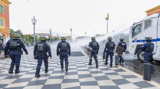 Les forces de l'ordre lors de la manifestation du 24 octobre à Nice.