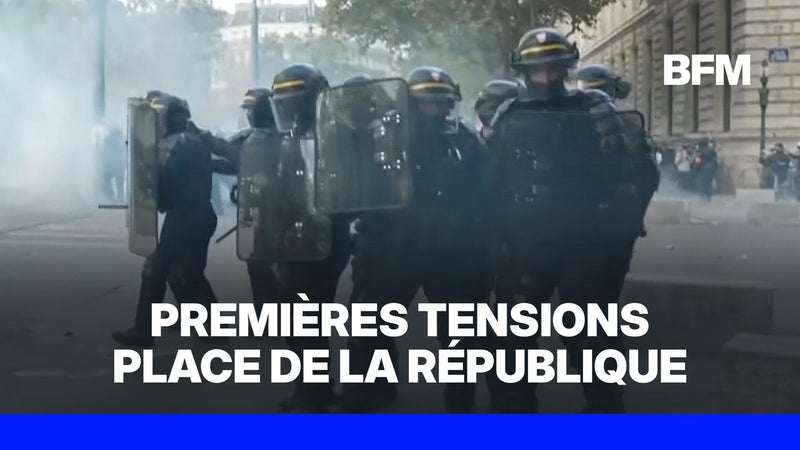 Manifestations du 17 octobre: premières tensions et gaz lacrymogènes place de la République