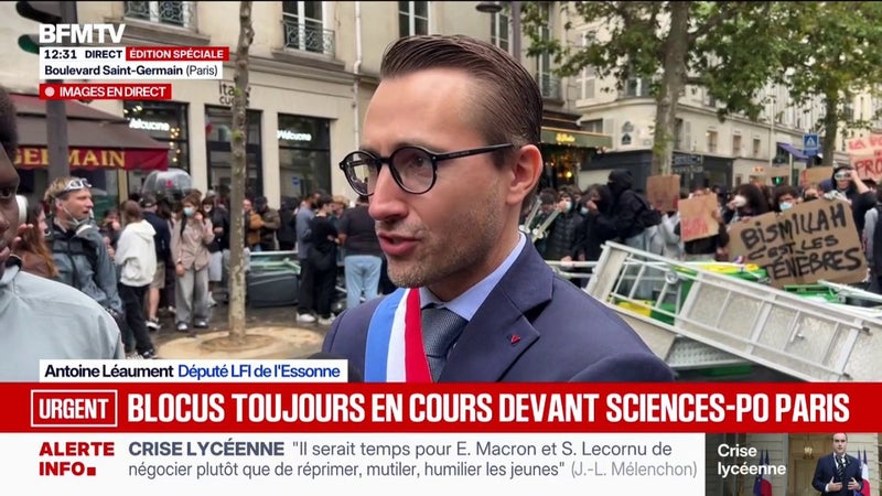 Blocage de Sciences Po: "Ce que ça montre, c'est l'unité des jeunes et du peuple français dans la lutte", assure Antoine Léaument, député LFI