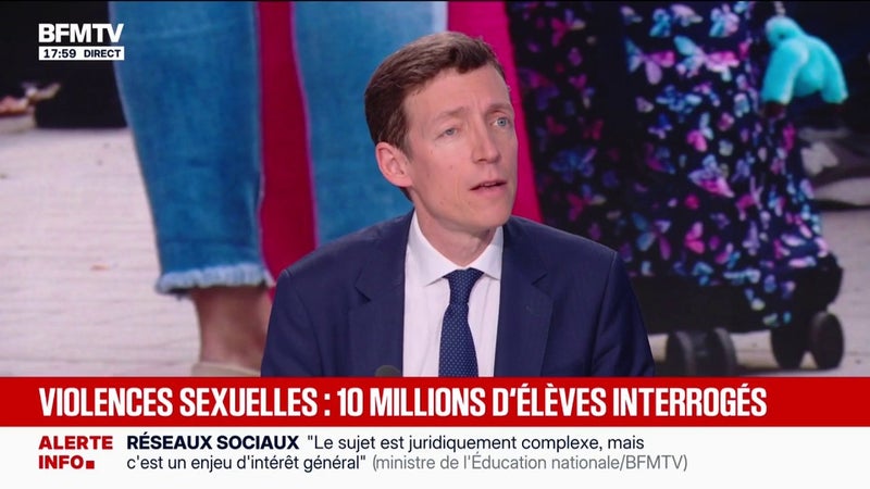 Questionnaire sur les violences sexuelles à l'école: "On va adapter les questions à l'âge", indique le ministre de l'Éducation nationale Édouard Geffray