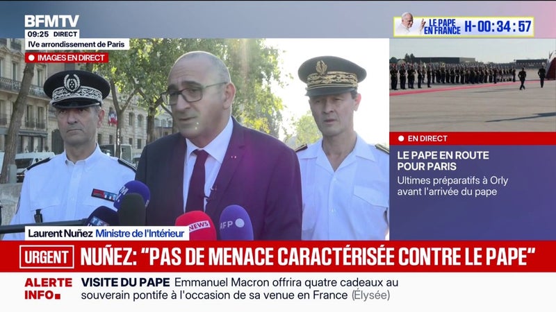 Visite du pape: "Quelques dizaines de mesures" administratives de "contrôle et de surveillance" ont été prises par le ministre de l'Intérieur Laurent Nuñez