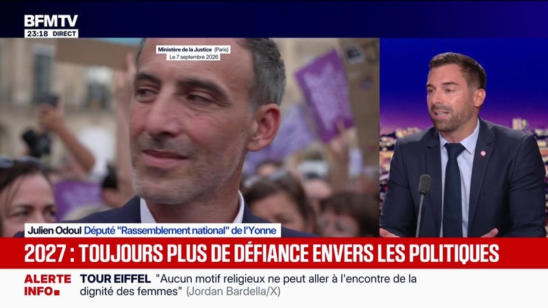 Raphaël Glucksmann chahuté lors d'une manifestation: "Ça ne pouvait que mal se passer", estime Julien Odoul, député du RN