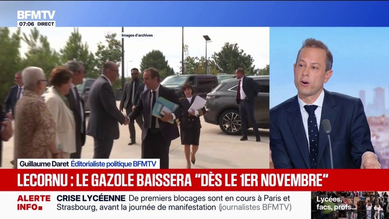 Carburants: Sébastien Lecornu promet une baisse du gazole allant jusqu'à 18 centimes par litre à partir du 1er novembre