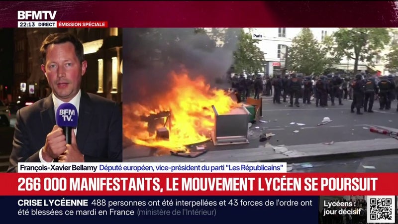 "Le mépris que vous avez envers les lycéens qui se révoltent est abject": Sofia Tizaoui, ancienne présidente de l'Union Syndicale Lycéenne, répond à François-Xavier Bellamy, vice-président des Républicains