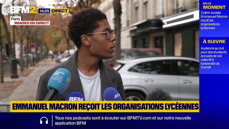 "On attend une réponse politique de l'exécutif", déclare Nathanaël Combary (Renouveau lycéen) avant sa rencontre avec Emmanuel Macron