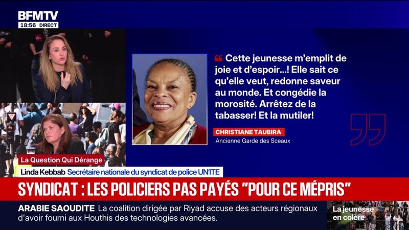 Mobilisation lycéenne: "Dire que les policiers mutilent et tabassent, ça, je ne l'accepte pas", assure Linda Kebbab (syndicat de police Unité)