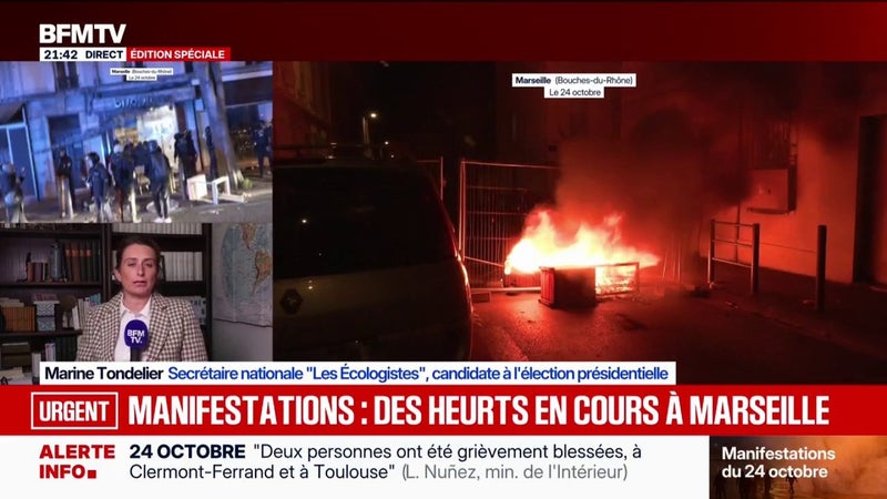 Mobilisation du 24 octobre: Marine Tondelier, candidate Les Écologistes à l'élection présidentielle, dénonce "les changements de cortèges" à Paris pour cette journée