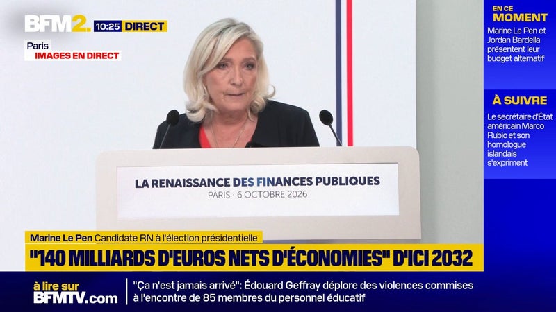 Budget: Marine Le Pen dénonce "l'alternative délirante" proposée par LFI