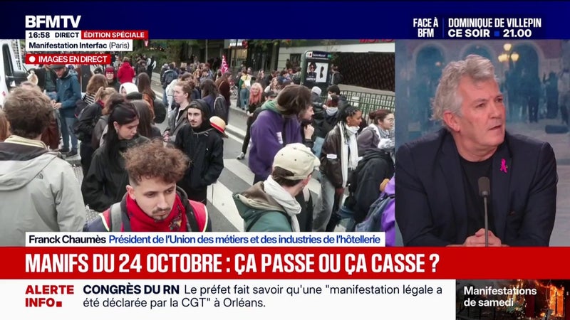 Violences du 17 octobre: "Une barrière a été franchie", selon Franck Chaumès, président de l'Union des métiers et des industries de l'hôtellerie