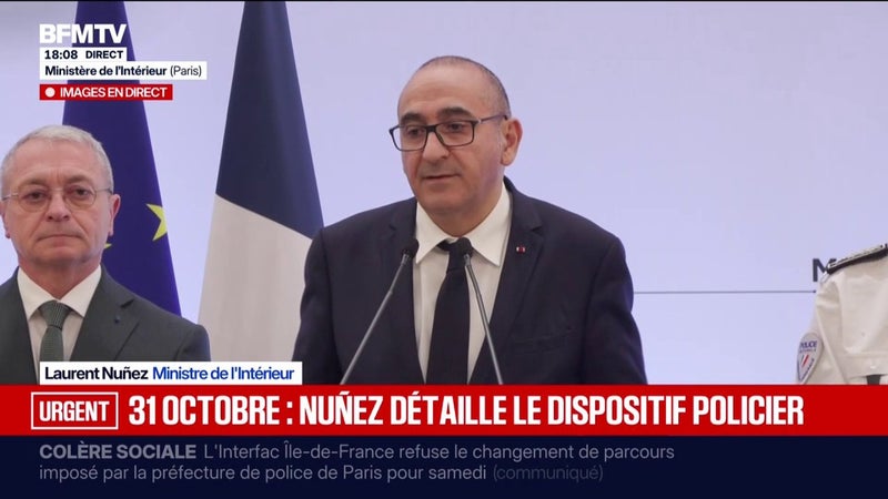 Manifestations du 31 octobre: Laurent Nuñez signale "plusieurs appels à rassemblements"