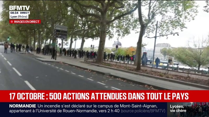 Mobilisations du 17 octobre: de premières tensions entre manifestants et forces de l'ordre à Lyon