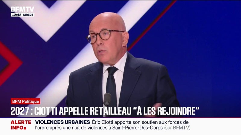 "Je dis à Bruno de nous rejoindre", lance Éric Ciotti, président de l'UDR et maire de Nice, à l'adresse de Bruno Retailleau